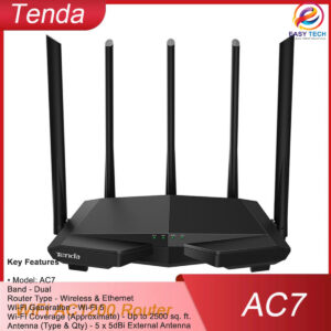 Tenda AC7 AC1200 Dual Band Gigabit WiFi Router with 5 High-Gain Antennas
